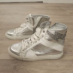 Zadig and Voltaire  Flash Hi Tops Silver Glitter sz 39, 9/9.5 us